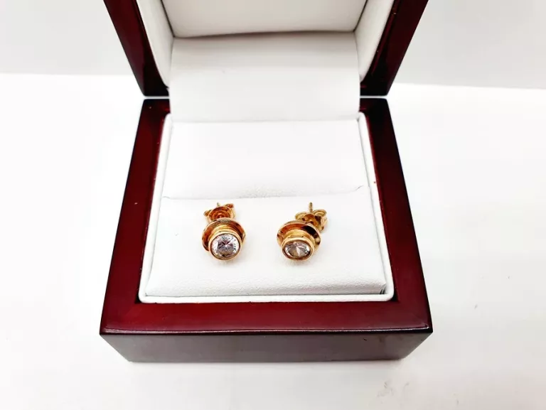 CUDNE ELEGANCKIE ZŁOTE KOLCZYKI Z CYRKONIĄ P585 14CT 2,82G
