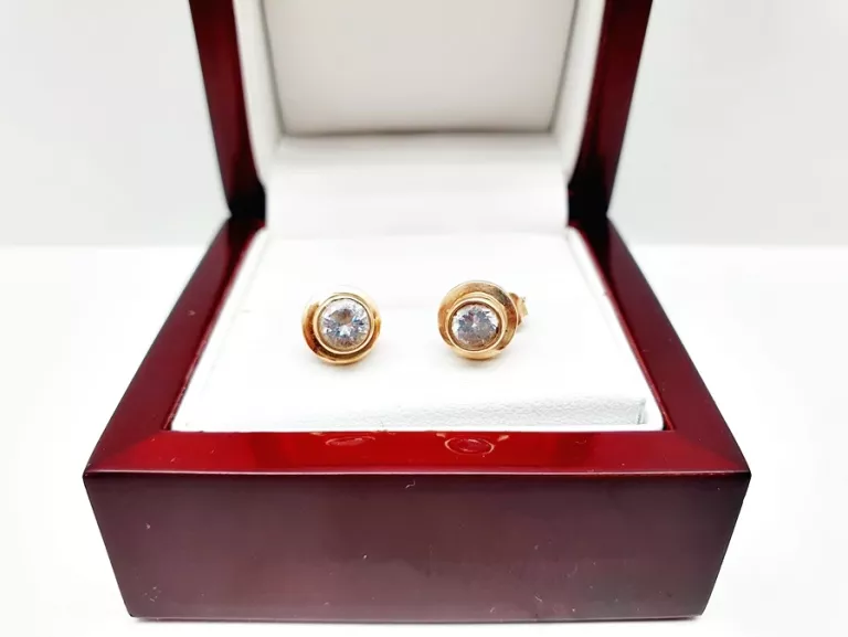 CUDNE ELEGANCKIE ZŁOTE KOLCZYKI Z CYRKONIĄ P585 14CT 2,82G