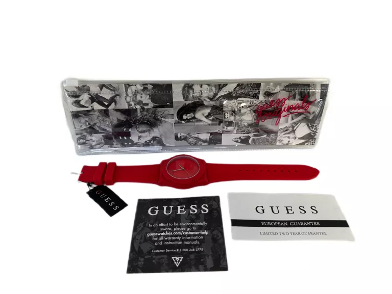 ZEGAREK GUESS WOMEN'S ICONIC U0979L3 RED SILICONE SPORTOWY KOMPLET
