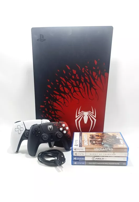 KONSOLA SONY PLAYSTATION 5 MARVEL’S CFI-1216A + 2 PADY + 4 GRY