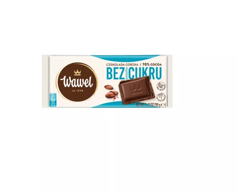 CZEKOLADA GORZKA 70% BEZ DODATKU CUKRU 90G WAWEL