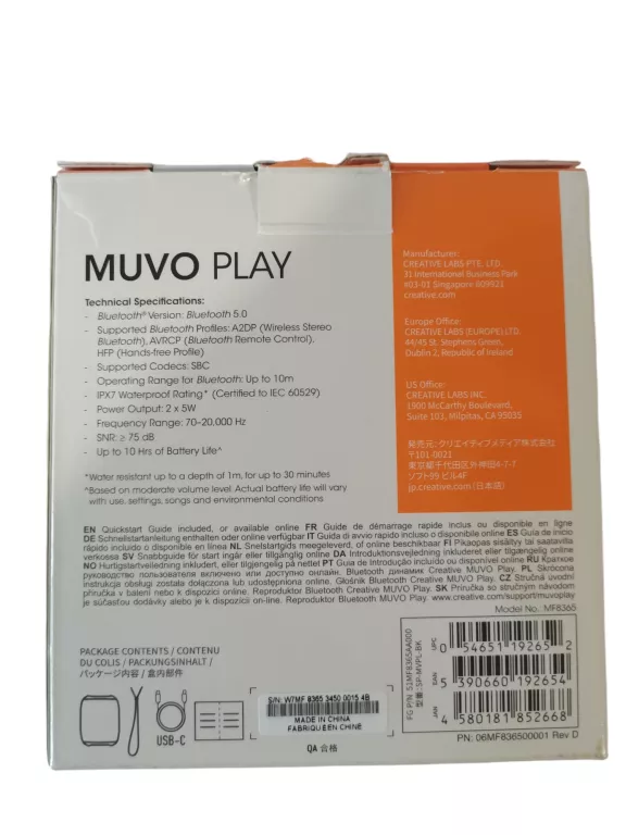 GŁOŚNIK PRZENOŚNY CREATIVE MUVO PLAY 10