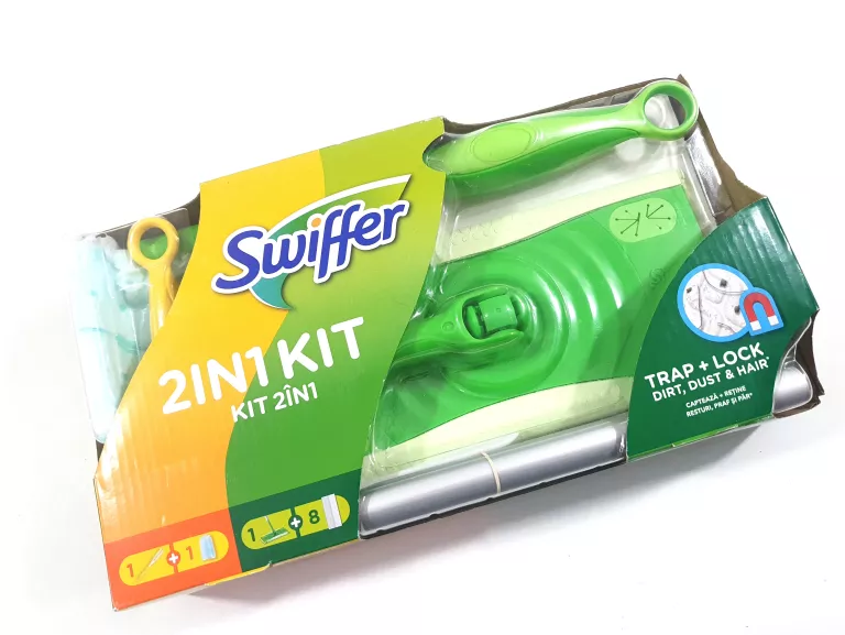 SWIFFER 2IN1 KIT ZESTAW MOP I WKŁADY + MIOTEŁKA DO KURZU