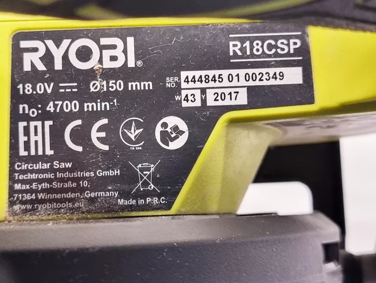 PILARKA TARCZOWA AKUMULATOROWA RYOBI R18CSP KORPUS