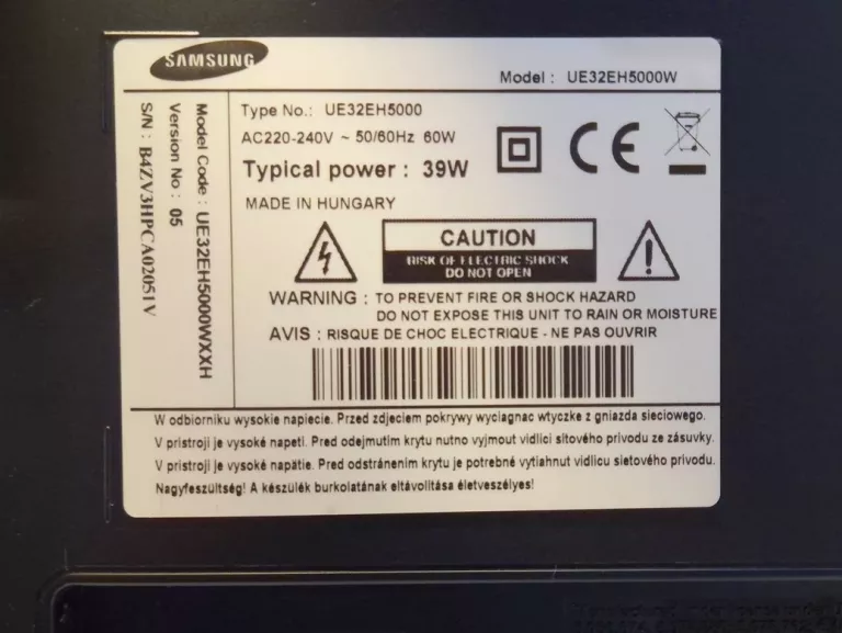 TELEWIZOR SAMSUNG UE32EH5000 FULLHD / 50HZ / USB / 2X HDMI
