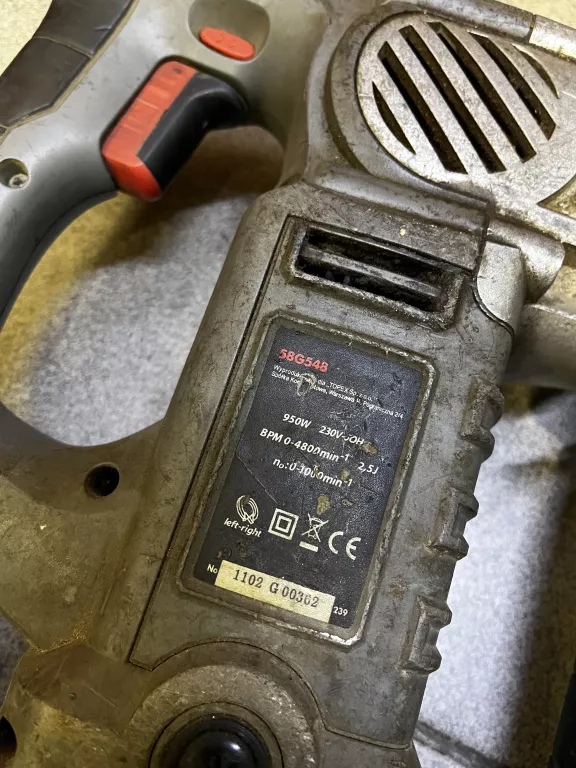 MŁOTOWIERTARKA GRAPHITE 58G548 SDS PLUS UDAR ZASILANIE SIECIOWE 950.00 W