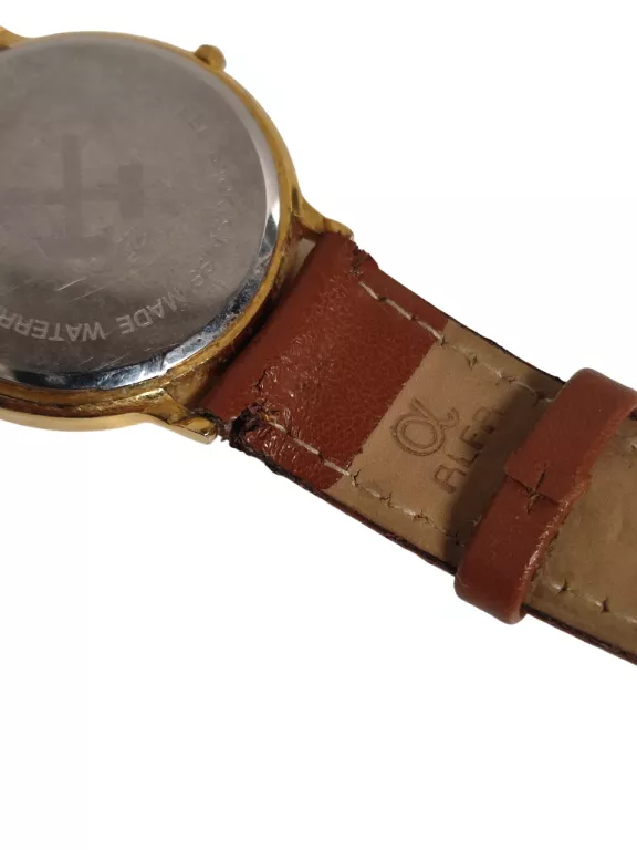 ZEGAREK MĘSKI POZŁACANY 14K BISSET 70095 NA SKÓRZANYM PASKU 35 MM