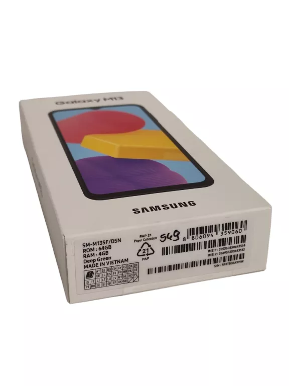 TELEFON SAMSUNG GALAXY M13 4/64 GB 6,60" 5000 MAH W PUDEŁKU NIEOTWIERANY