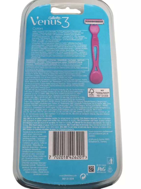 GILLETTE VENUS 3 COLORS MASZYNKI JEDNORAZOWE 6 SZTUK