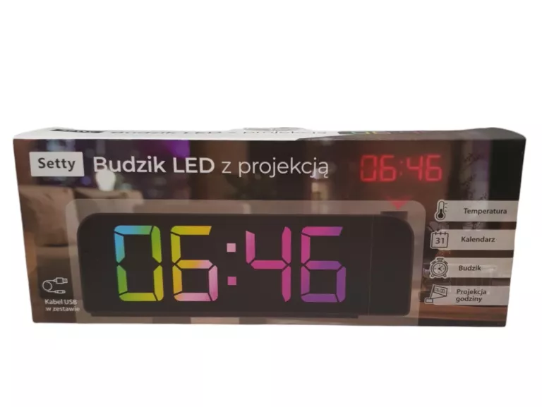 SETTY CYFROWY BUDZIK LED Z PROJEKCJĄ GH-8013