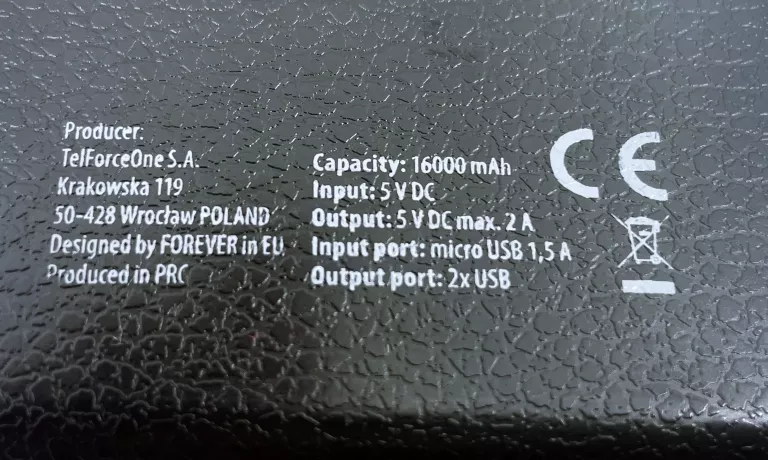 POWERBANK FOREVER 16000 MAH