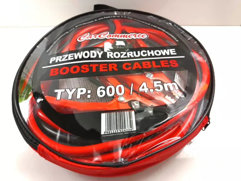 PRZEWODY KABLE ROZRUCHOWE 600A / 2 X 4,5M #NIEUŻYTKOWANE