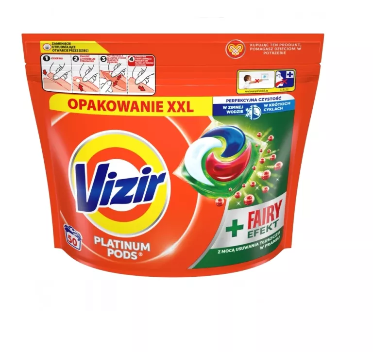 VIZIR PLATINUM PODS + FAIRY EFEKT KAPSUŁKI D/PR. USUWANIE TŁUSZCZU, 50 PRA