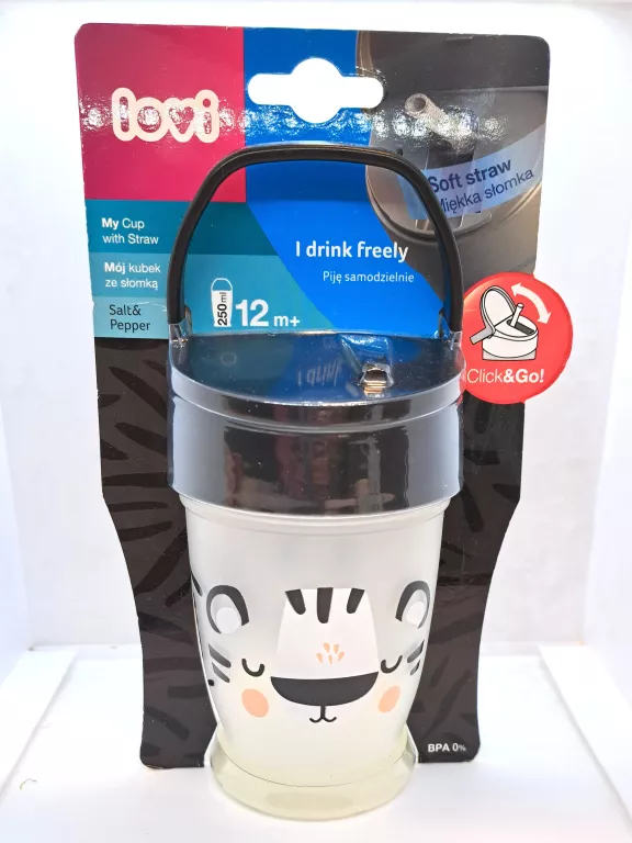 KUBEK ZE SŁOMKĄ I UCHWYTEM LOVI 250 ML