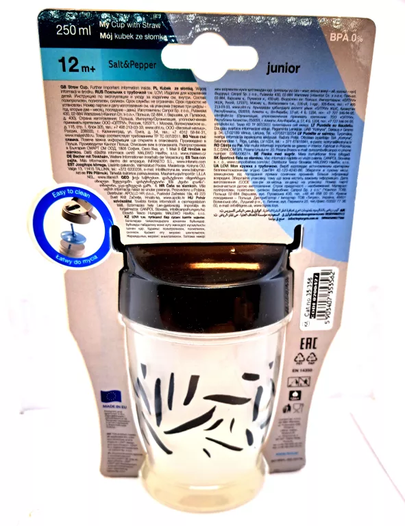 KUBEK ZE SŁOMKĄ I UCHWYTEM LOVI 250 ML