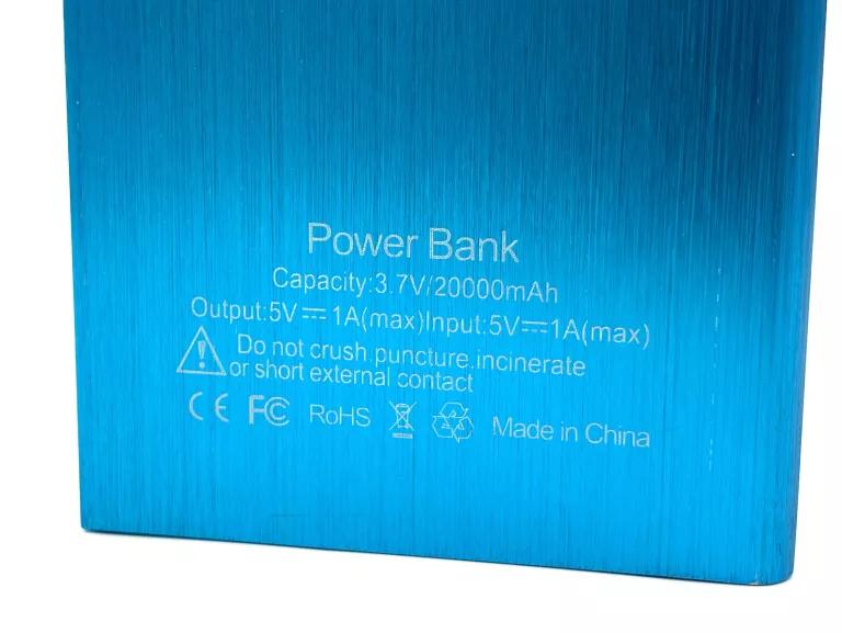 POWER BANK 20000MAH 2USB 1A 2.1A MICROUSB NIEBIESKI