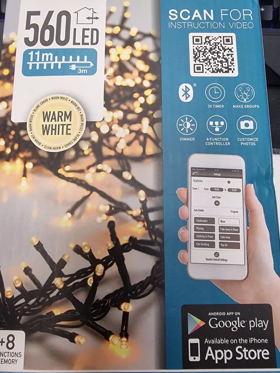 ZEWNĘTRZNE I WEWNĘTRZNE LAMPKI 560 LED 11M WARM WHITE