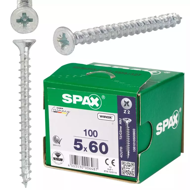 SPAX WKRĘTY 5X60MM PZ2 STOŻEK PEŁNY WIROX 100SZT