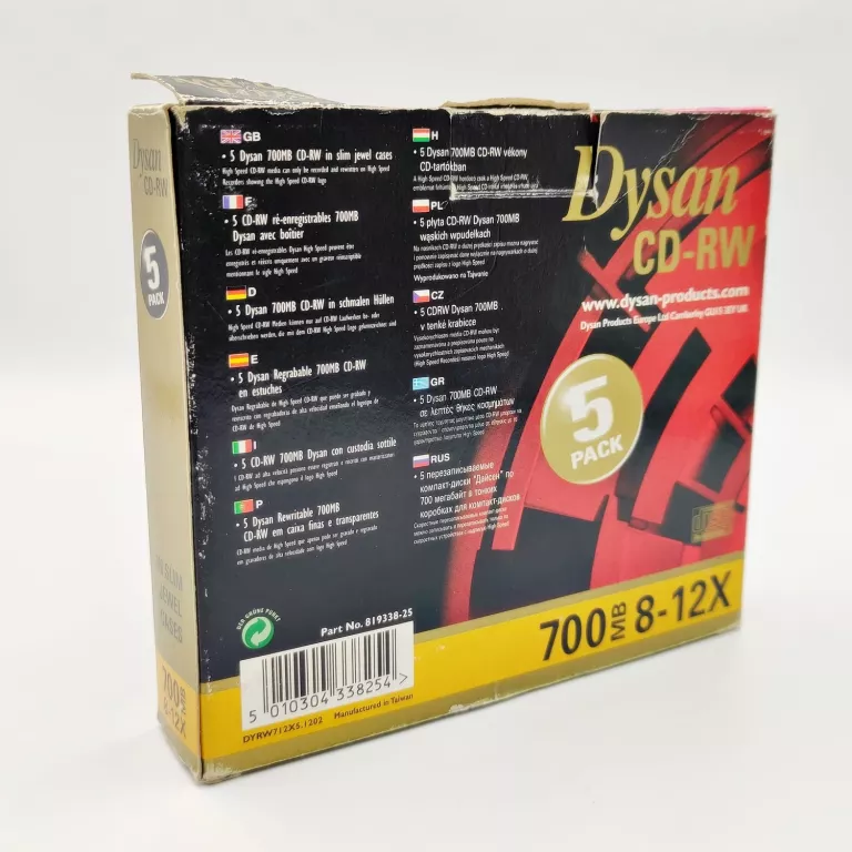 DYSAN PŁYTY CD-RW HIGH SPEED 700MB 8-12X 5-PACK