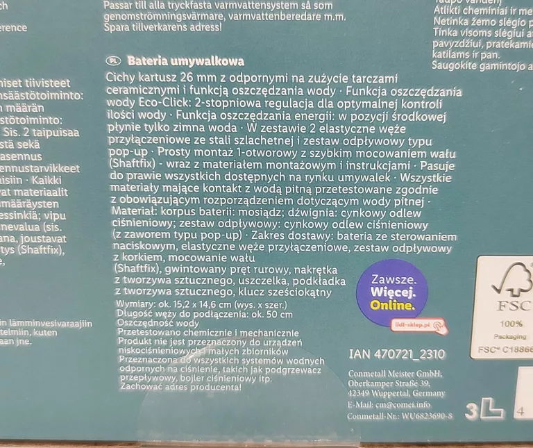 LIVARNO HOME BATERIA UMYWALKOWA MIXER TAP ZŁOTA