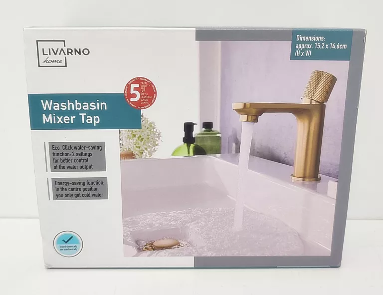 LIVARNO HOME BATERIA UMYWALKOWA MIXER TAP ZŁOTA