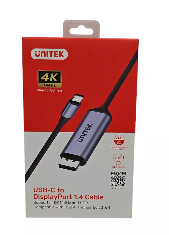 ADAPTER USB-C NA DP 1.4 8K 60HZ KABEL 1,8 M UNITEK