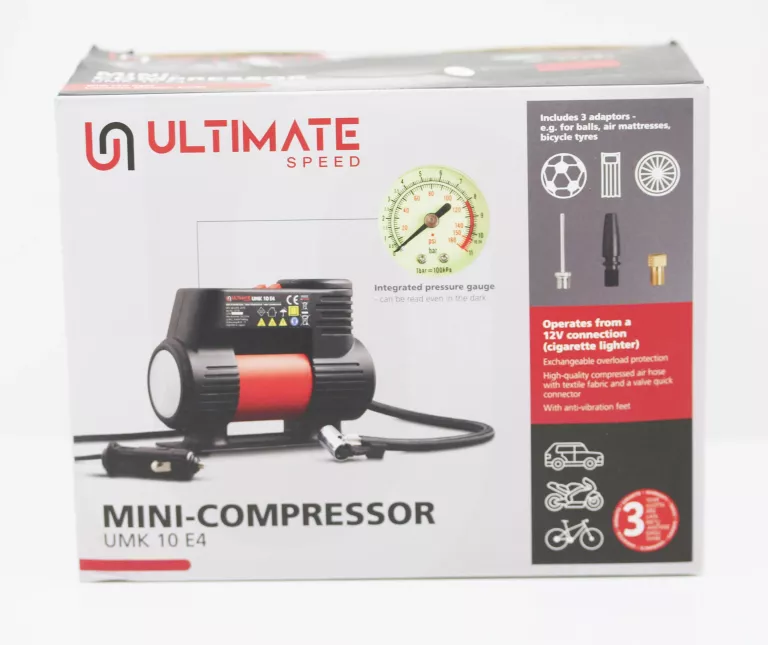 ULTIMATE SPEED MINI KOMPRESOR UMK 10 D3, PRZYŁĄCZE 12 V