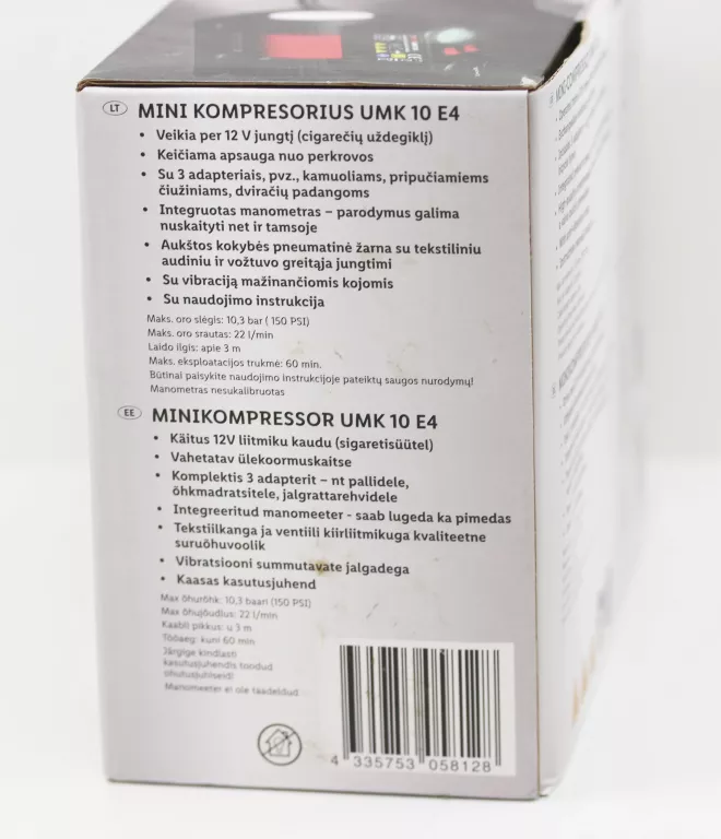 ULTIMATE SPEED MINI KOMPRESOR UMK 10 D3, PRZYŁĄCZE 12 V