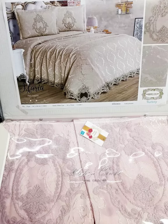 ZDOBIONY KOMPLET NARZUTA & POSZEWKI NA PODUSZKI 240X220CM  /50X70CM