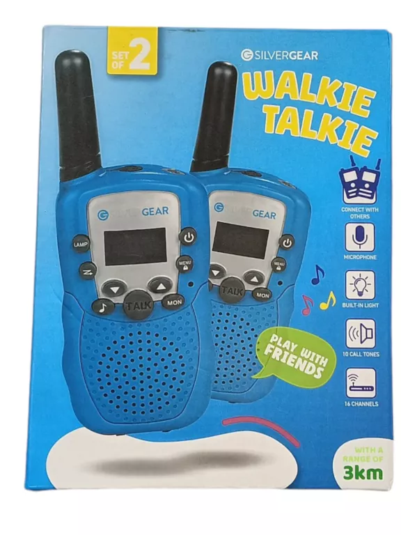 ZESTAW KRÓTKOFALÓWEK WALKIE-TALKIE ZASIĘG DO 3KM 2 SZT LCD SILVERGEAR