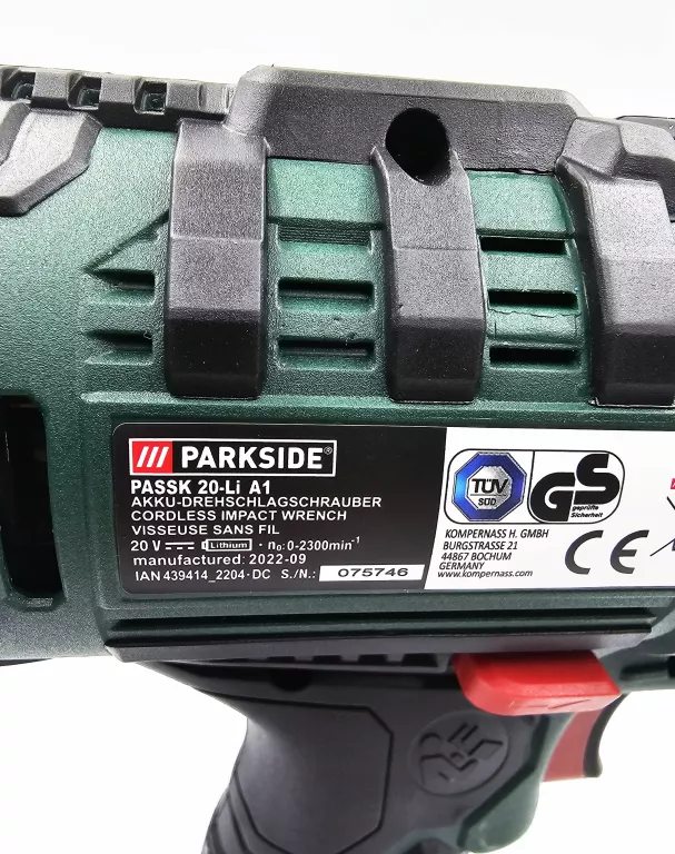 KLUCZ UDAROWY PARKSIDE PASSK 20-LI A1 + AKUMULATOR + ŁADOWARKA + WALIZKA