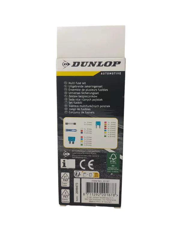 DUNLOP ZESTAW 22 BEZPIECZNIKÓW Z TESTEREM NAPIĘCIA