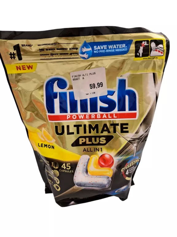 KAPSUŁKI DO ZMYWARKI FINISH ULTIMATE PLUS 45 SZT LEMON