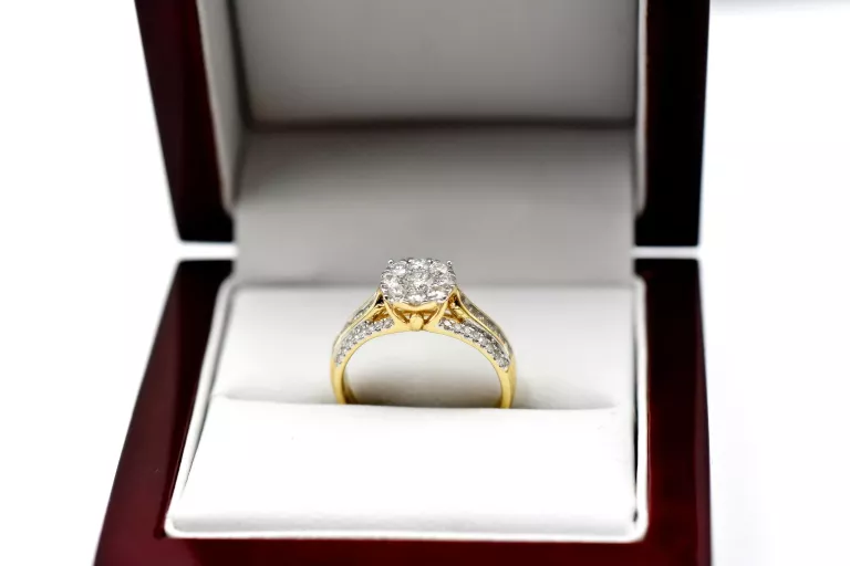 PRZEPIĘKNY ZŁOTY PIERŚCIONEK Z BRYLANTAMI PR.750 3.51G 0.71CT R: 12 18K