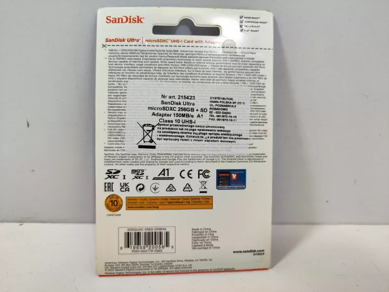 KARTA PAMIECI SANDISK ULTRA MICROSDXC 256 GB + ADAPTER