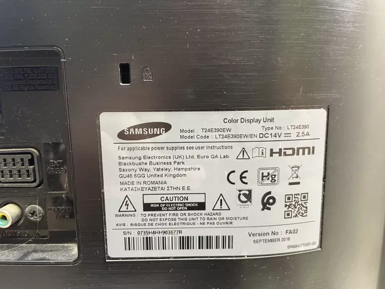 MONITOR LED SAMSUNG T24E390EW 24" 1920X1080 PX