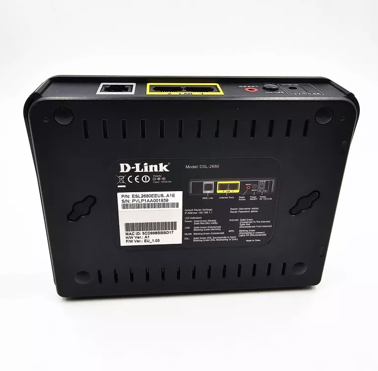 ROUTER PRZEWODOWY D-LINK DSL-2680 + ŁADOWARKA + PUDEŁKO