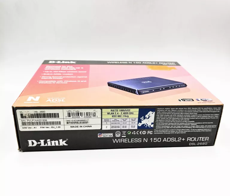 ROUTER PRZEWODOWY D-LINK DSL-2680 + ŁADOWARKA + PUDEŁKO