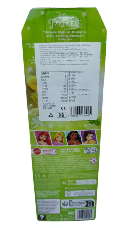 LALKA MATTEL DISNEY PRINCESS KSIĘŻNICZKI ROSZPUNKA