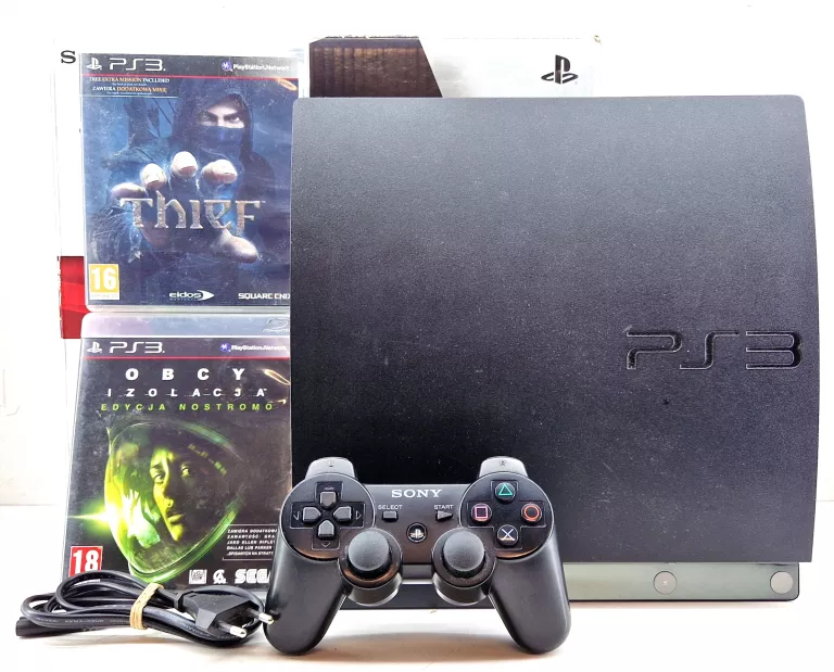 SONY PLAYSTATION 3 SLIM CECH-2004B + PAD + PUDEŁKO + 2 GRY