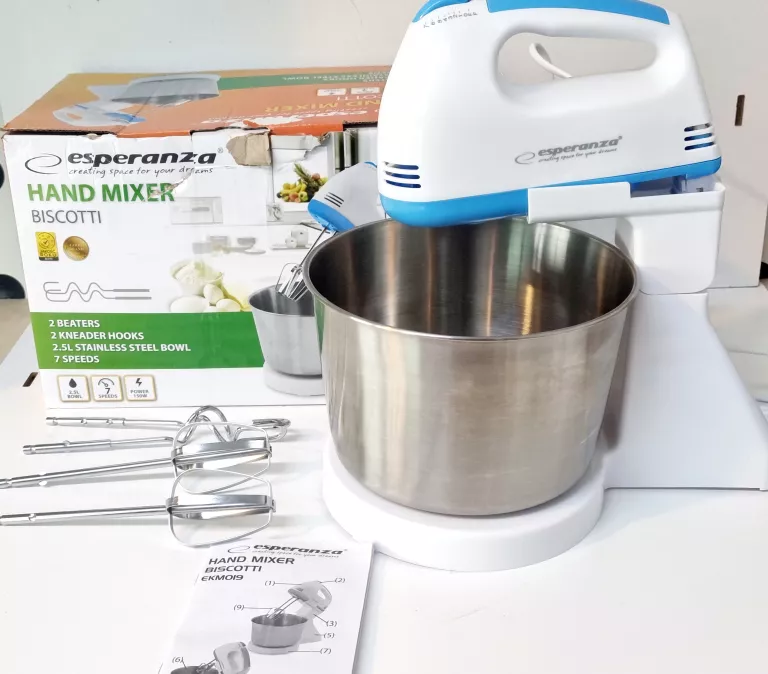 ROBOT KUCHENNY MIKSER RĘCZNY MOCNY Z MISKĄ MISĄ STALOWĄ 150 W
