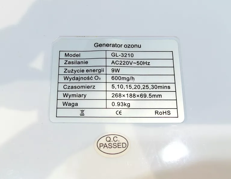 GENERATOR OZONU-OZONATOR KWARCOWY AIRPURE 3210
