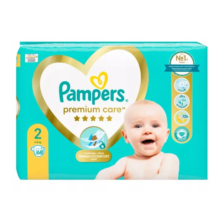 PAMPERS PREMIUM CARE 2 68 SZT. 4-8 KG PIELUSZKI.
