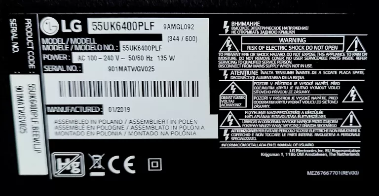 TELEWIZOR LG 55UK6400PLF