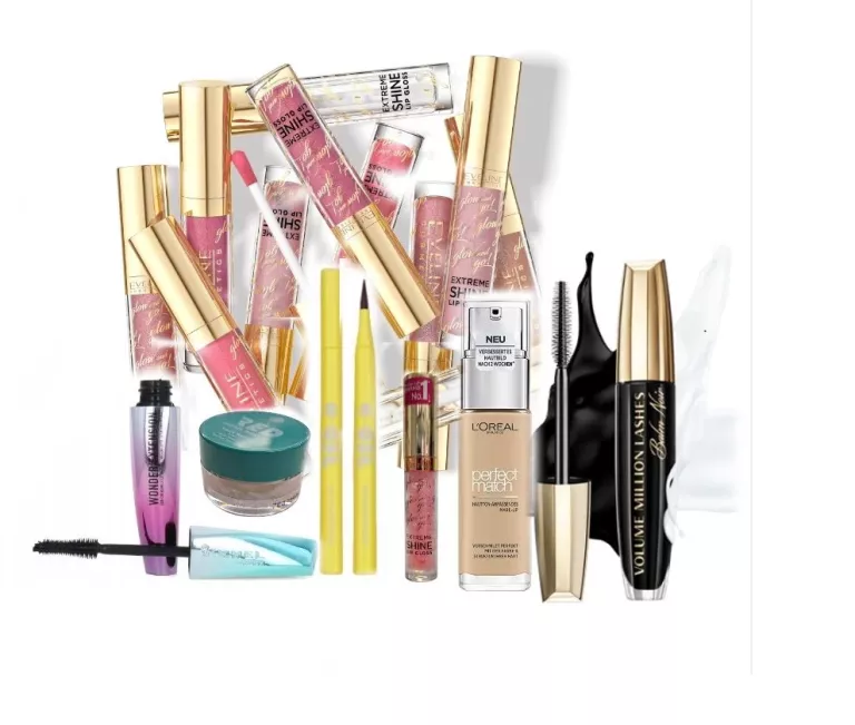 PREZENTOWY ZESTAW KOSMETYKÓW EVENLINE ASAM LOREAL MAYBELLINE BELL 10