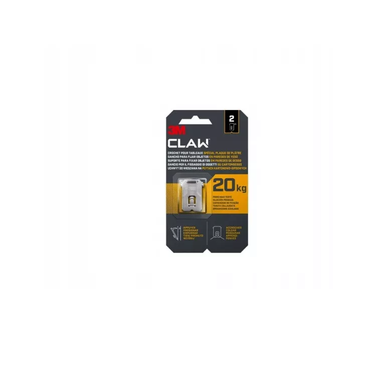 3M CLAW UCHWYT NA PŁYTĘ KARTON GIPS, 2 SZT DO 20KG