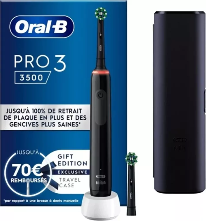 SZCZOTECZKA ELEKTRYCZNA DO ZĘBÓW ORAL-B PRO 3 3500 CZARNA 2 KOŃCÓWKI