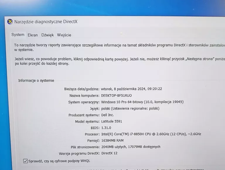 LAPTOP DELL LATITUDE 5591 I7 16/512GB W10 + ZASILACZ