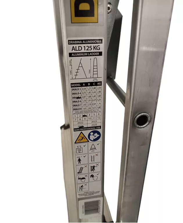 DRABINA ALUMINIOWA 5 STOPNIOWA - DRABEST | MAX 125KG |