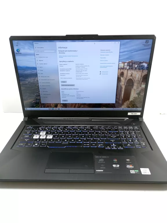 LAPTOP GAMINGOWY ASUS TUF GAMING F17 FX706LI-H7036T 17,3"